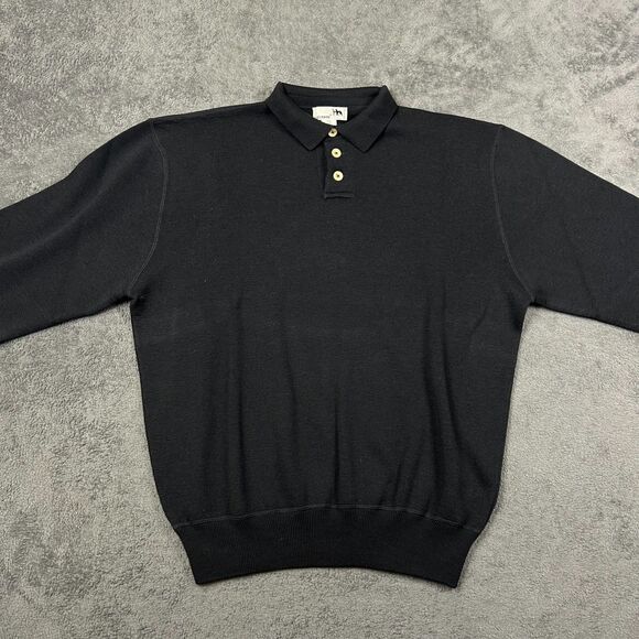 I Levrieri Mens XXL Sweater Black 100% Merino Wool LuxuryItaly Knit Pullover VTG - Picture 3 of 7